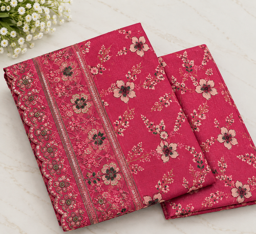 Dhanak Embroidered Print Unstitched 2 Piece Suit