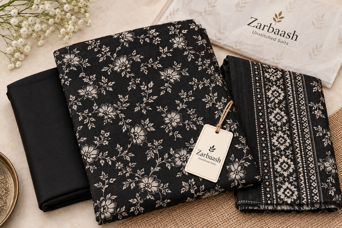 Dhanak Print with Embroidered Velvet Shawl Unstitched 3 Piece Suit