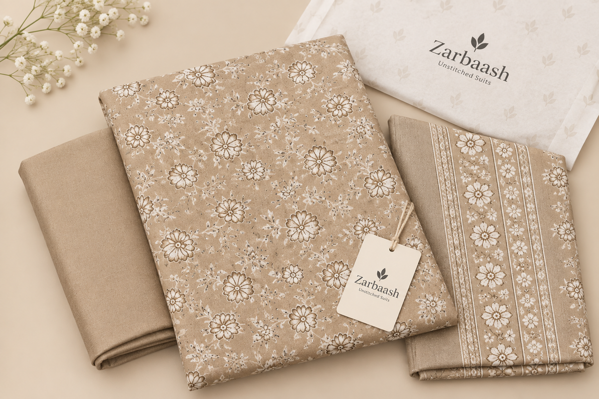 Dhanak Print with Embroidered Velvet Shawl Unstitched 3 Piece Suit