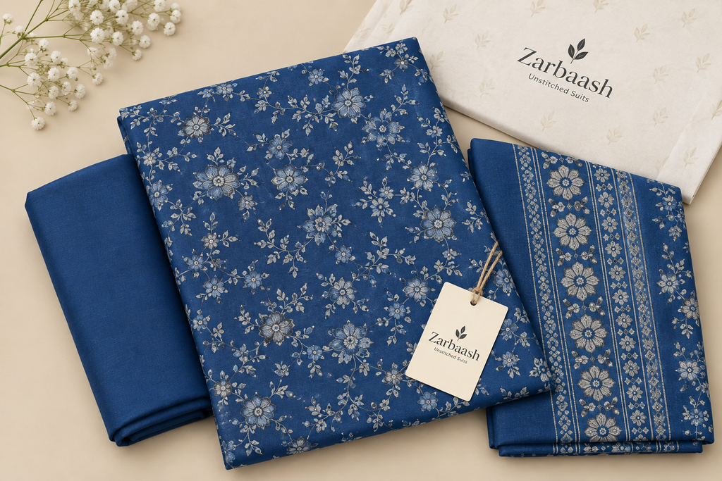 Dhanak Print with Embroidered Velvet Shawl Unstitched 3 Piece Suit