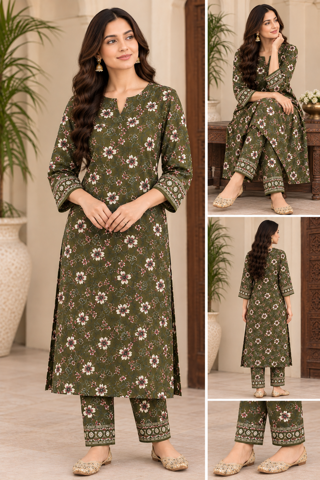 Dhanak Embroidered Print Unstitched 2 Piece Suit
