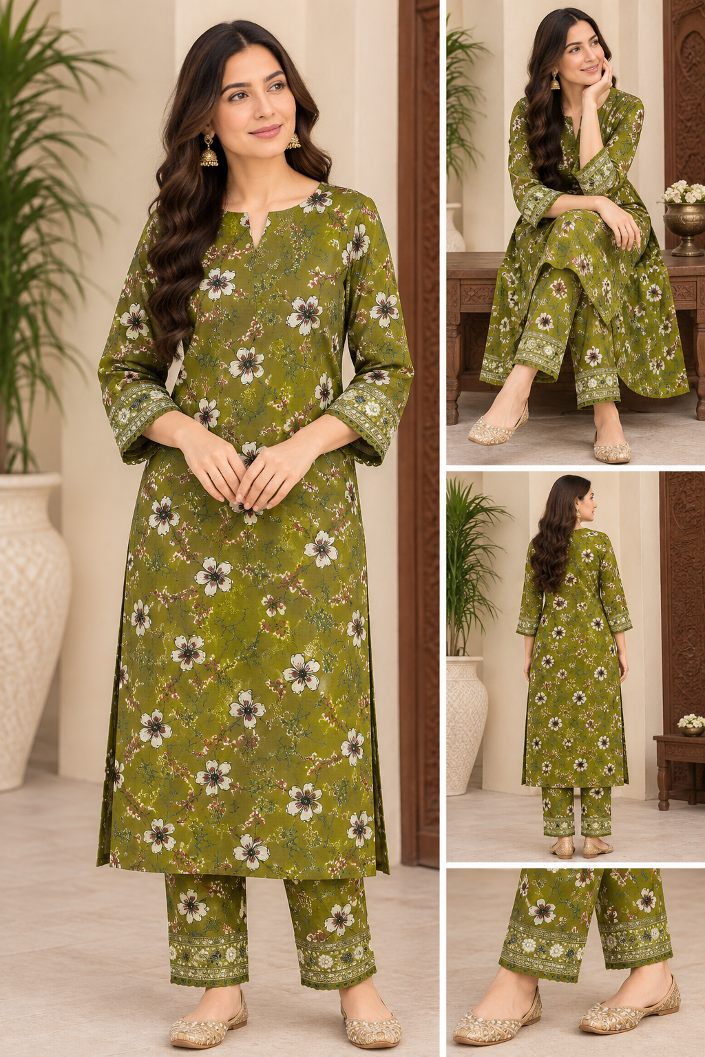 Dhanak Embroidered Print Unstitched 2 Piece Suit