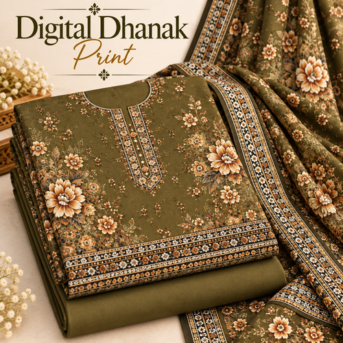 Dhanak Digital Printed Unstitched 3 Piece