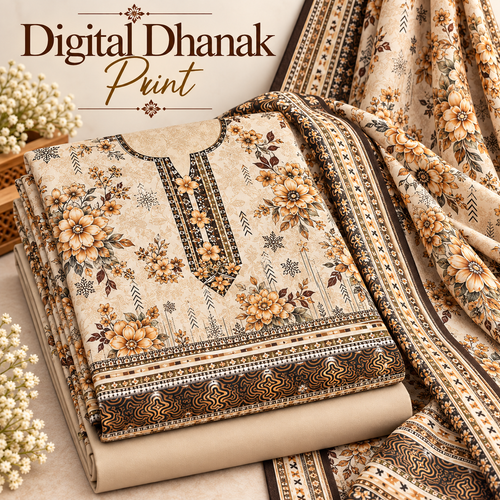 Dhanak Digital Printed Unstitched 3 Piece