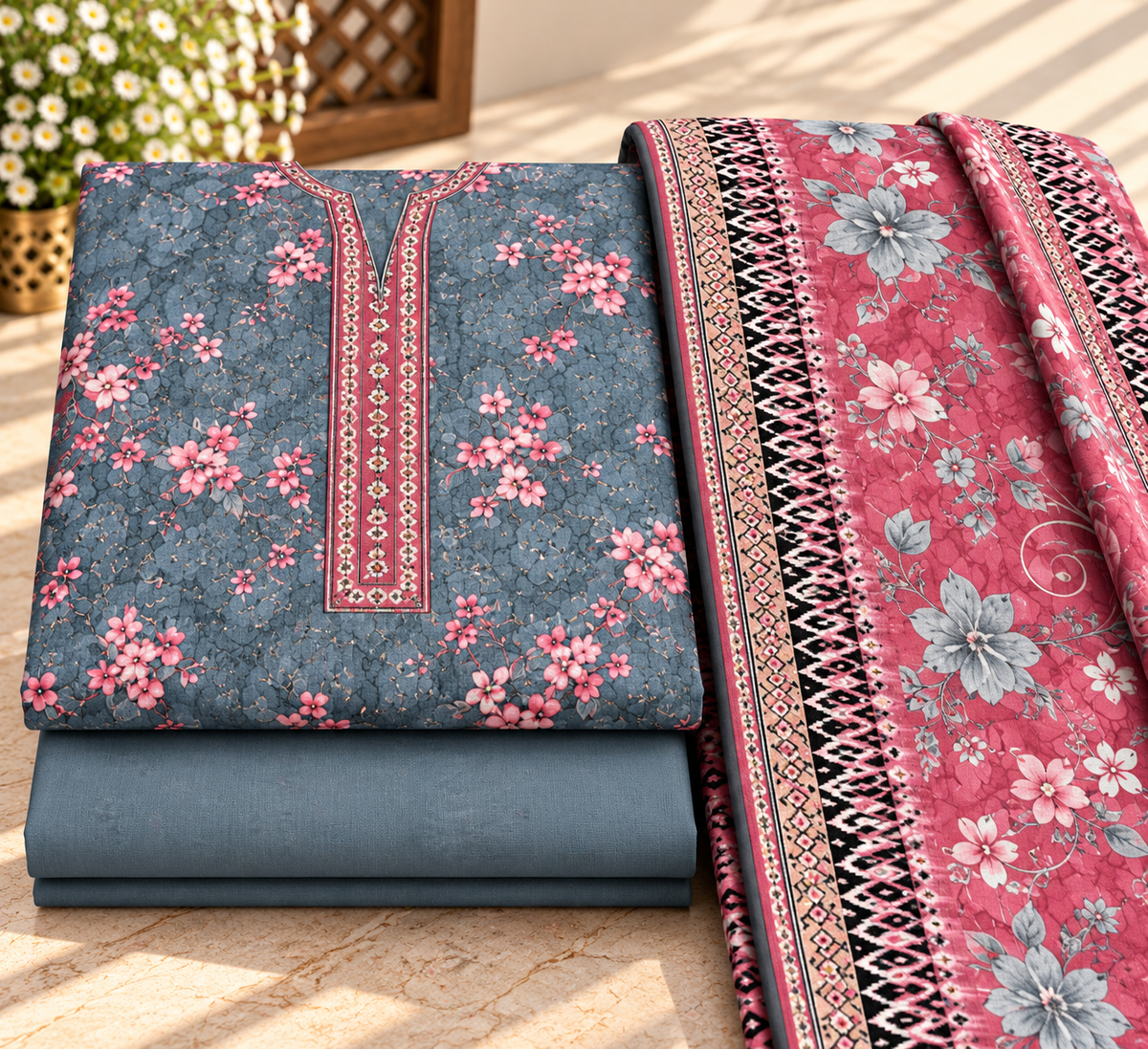 Khaddar Digital Printed Unstitched 3 Piece