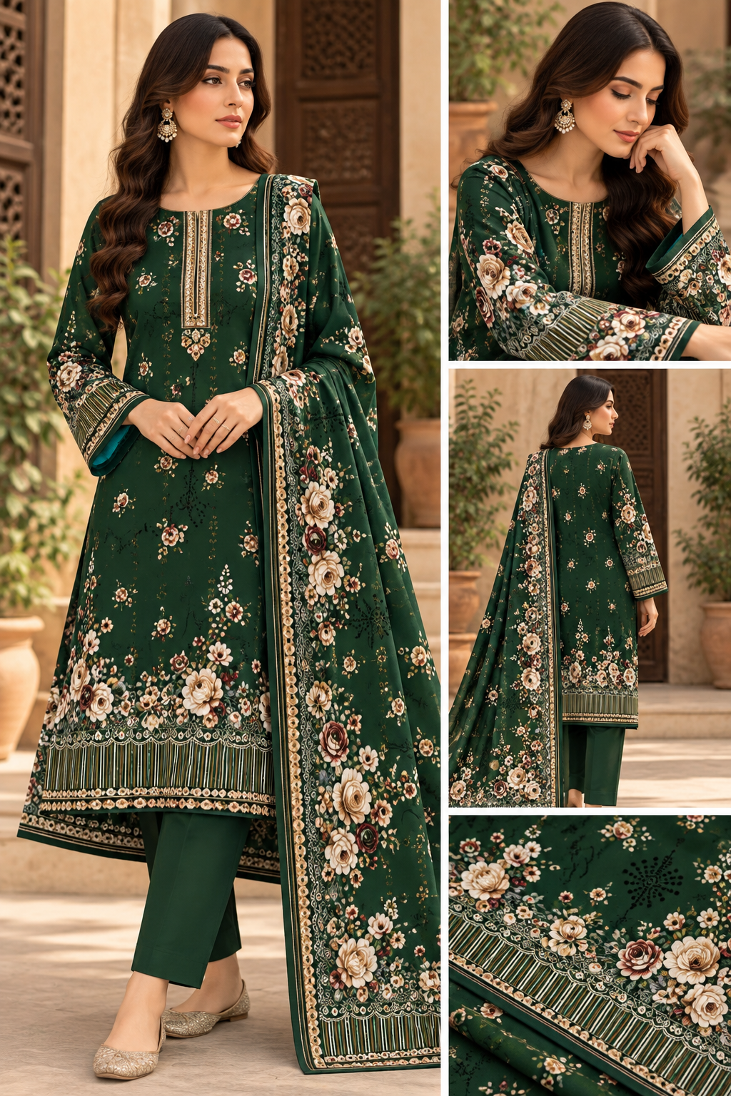 Dhanak Digital Printed Unstitched 3 Piece Suit