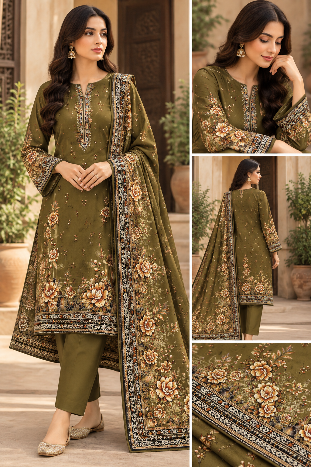 Dhanak Digital Printed Unstitched 3 Piece