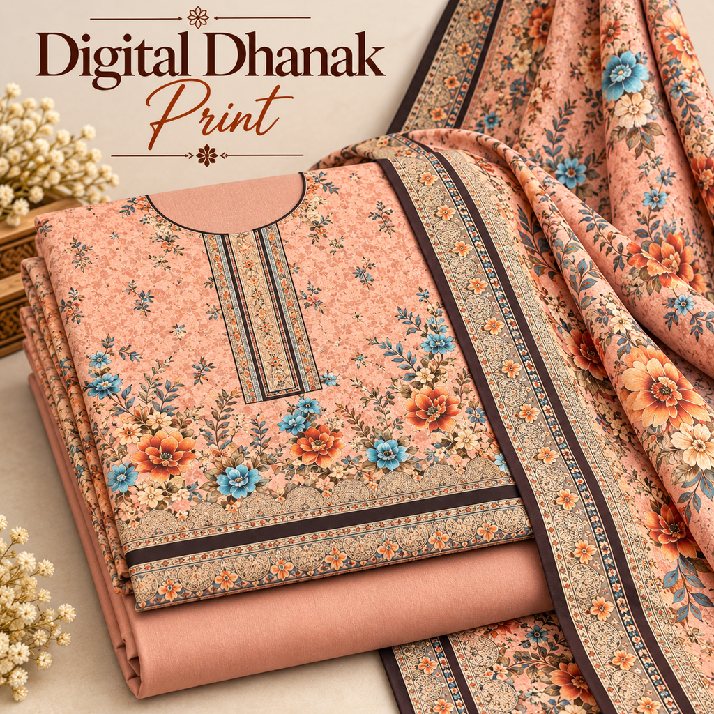 Dhanak Digital Printed Unstitched 3 Piece