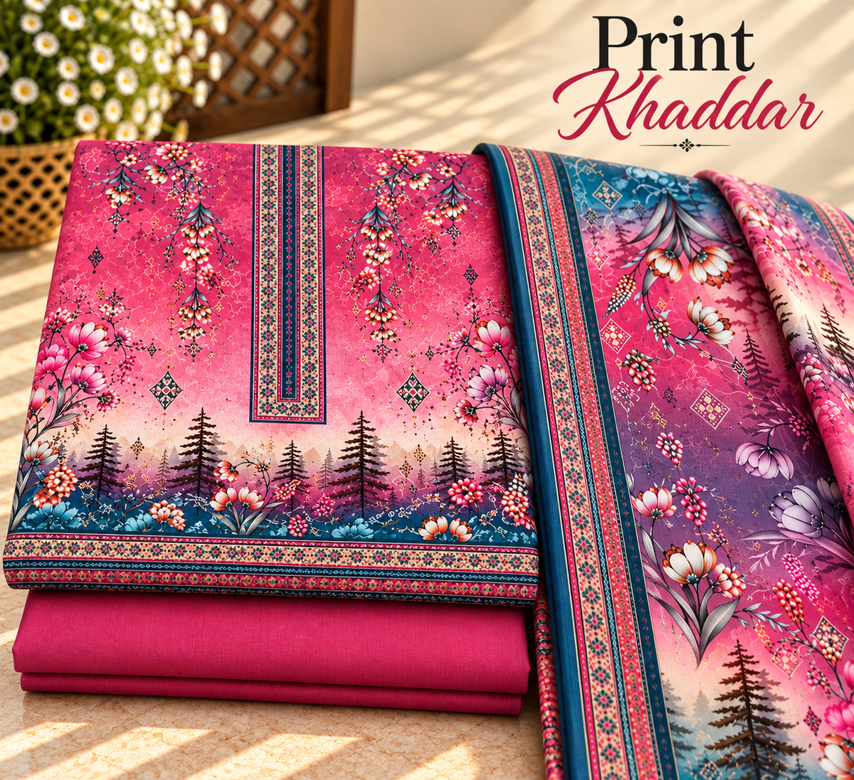 Khaddar Digital Printed Unstitched 3 Piece