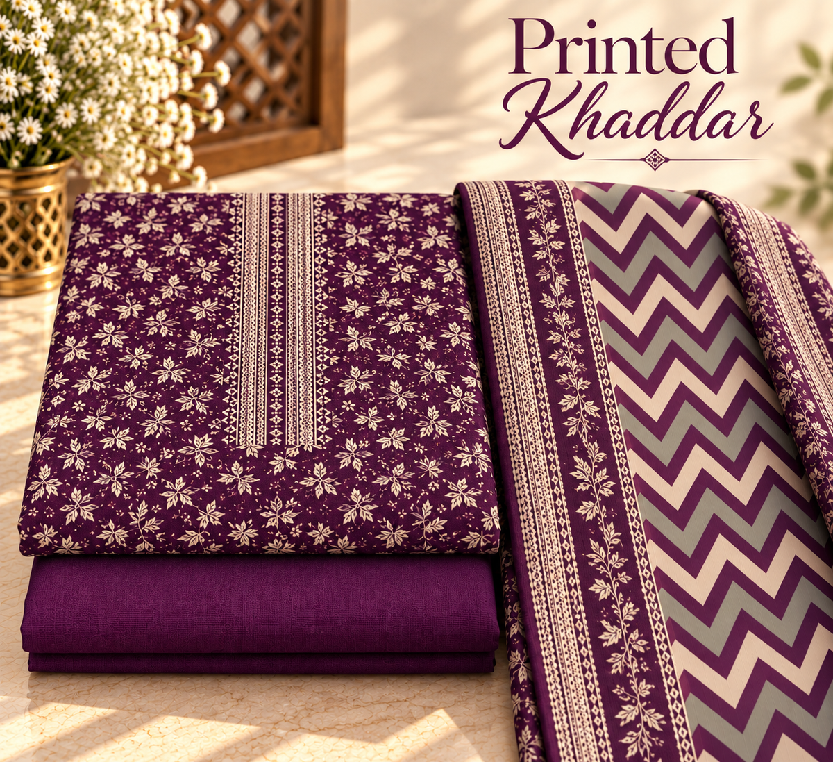 Khaddar Digital Printed Unstitched 3 Piece