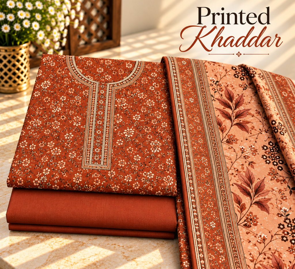 Khaddar Digital Printed Unstitched 3 Piece
