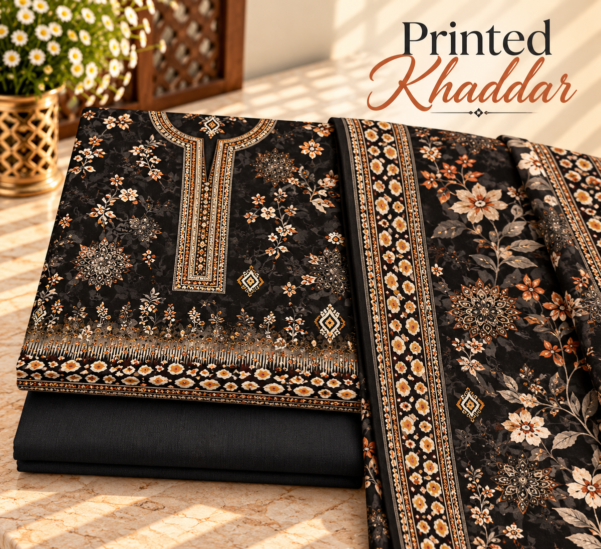 Khaddar Digital Printed Unstitched 3 Piece
