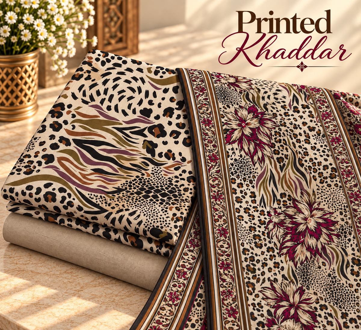 Khaddar Digital Printed Unstitched 3 Piece