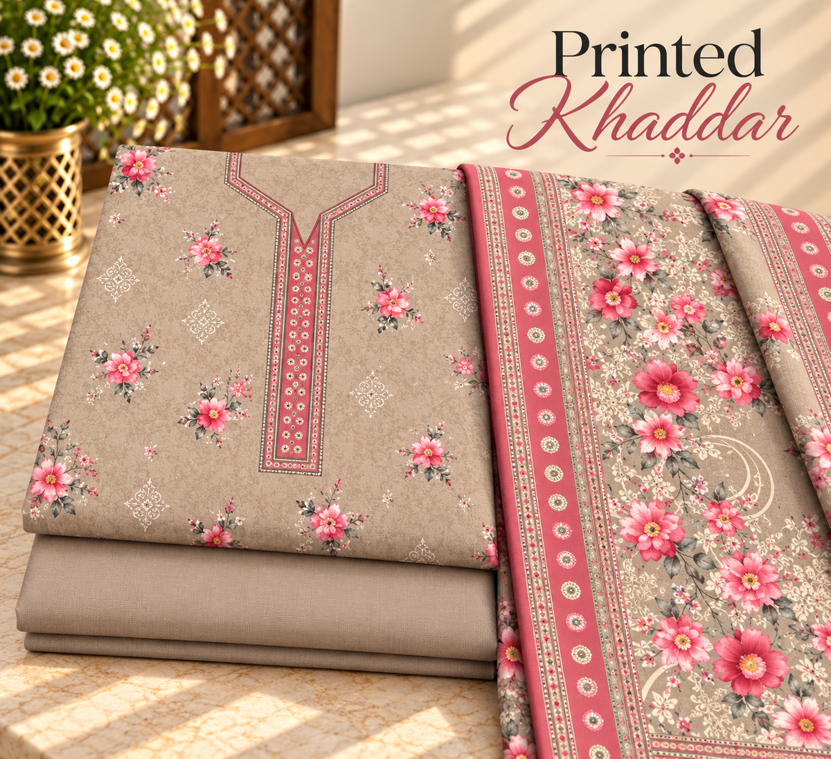 Khaddar Digital Printed Unstitched 3 Piece