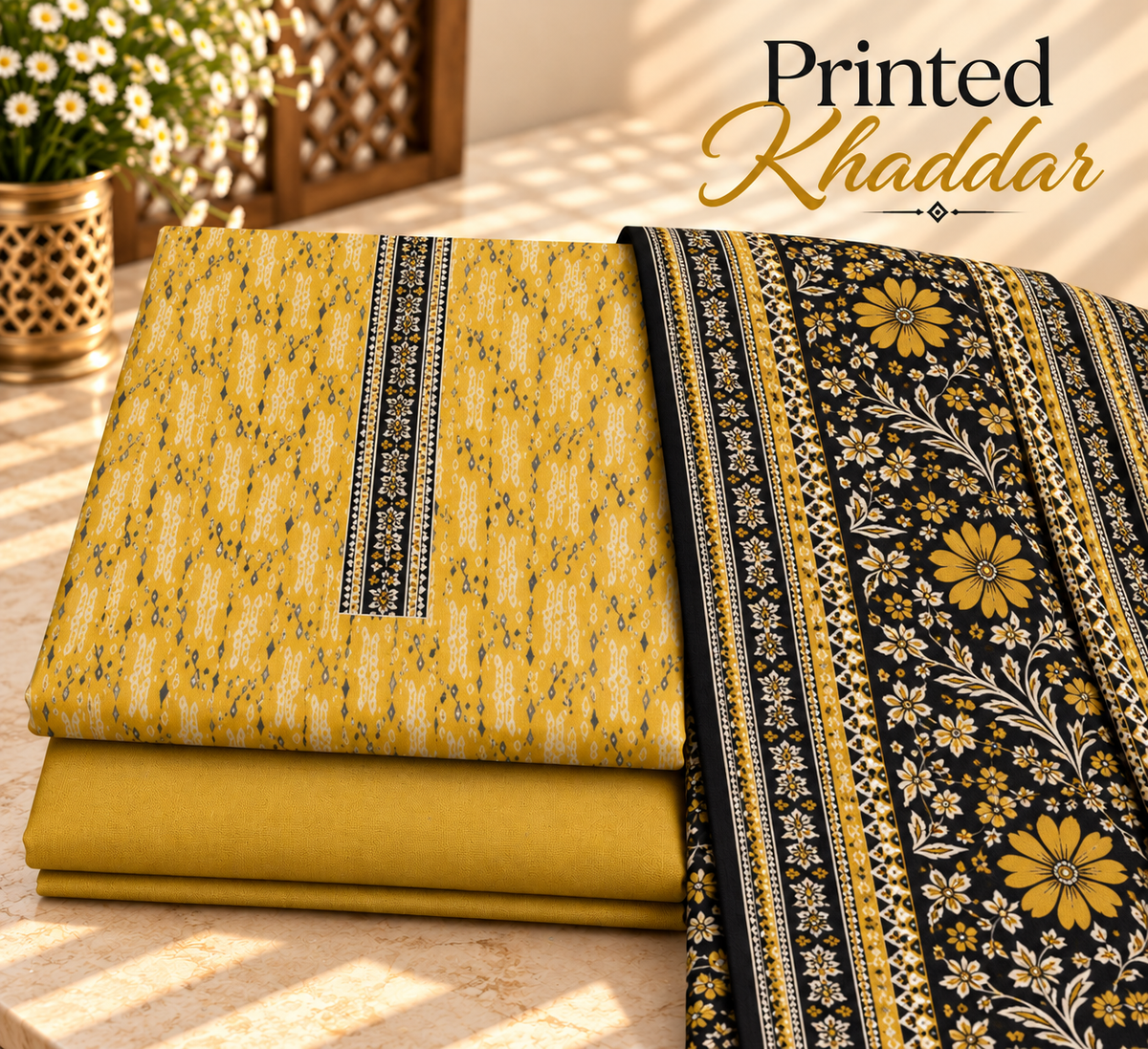 Khaddar Digital Printed Unstitched 3 Piece