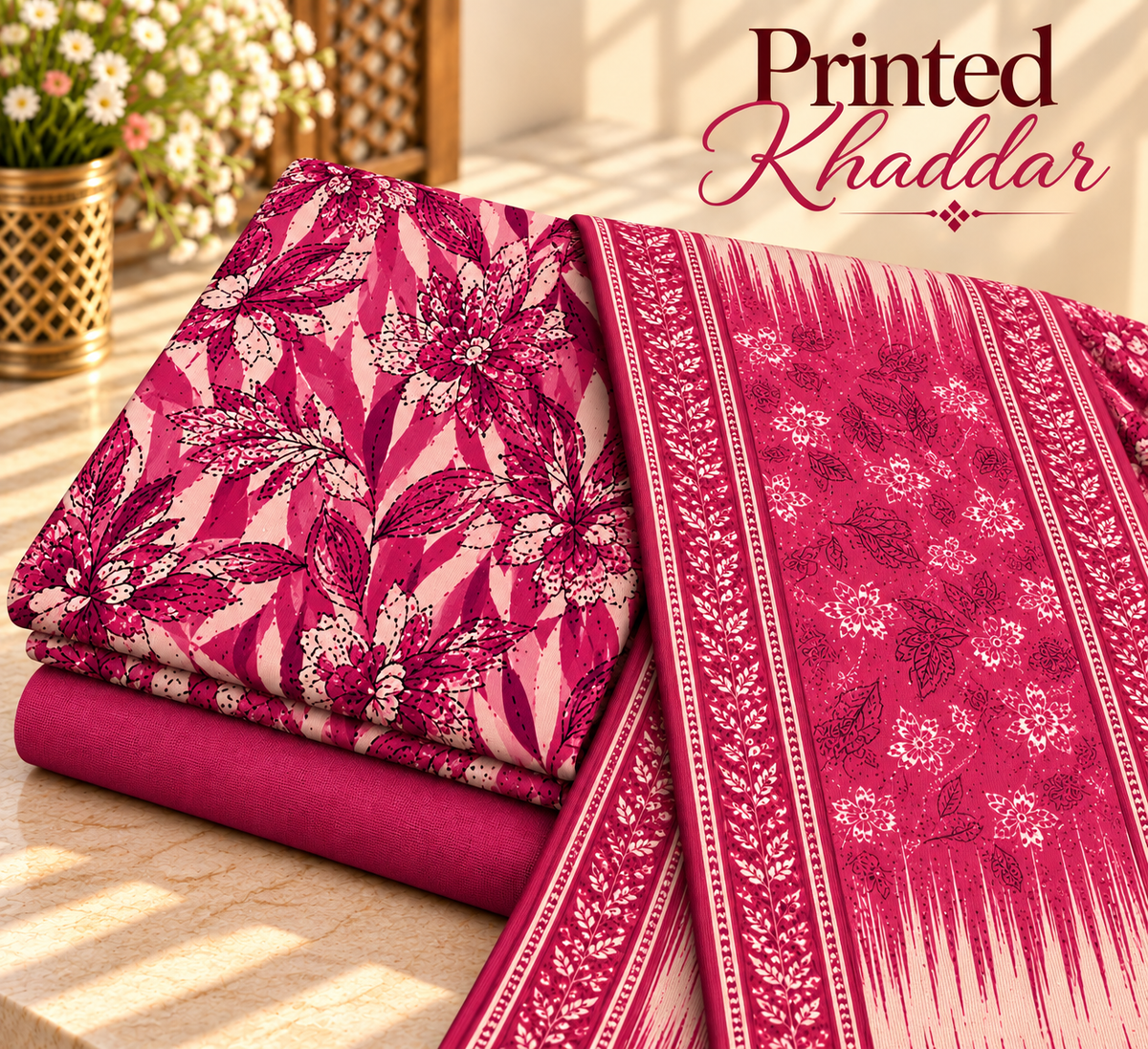 Khaddar Digital Printed Unstitched 3 Piece