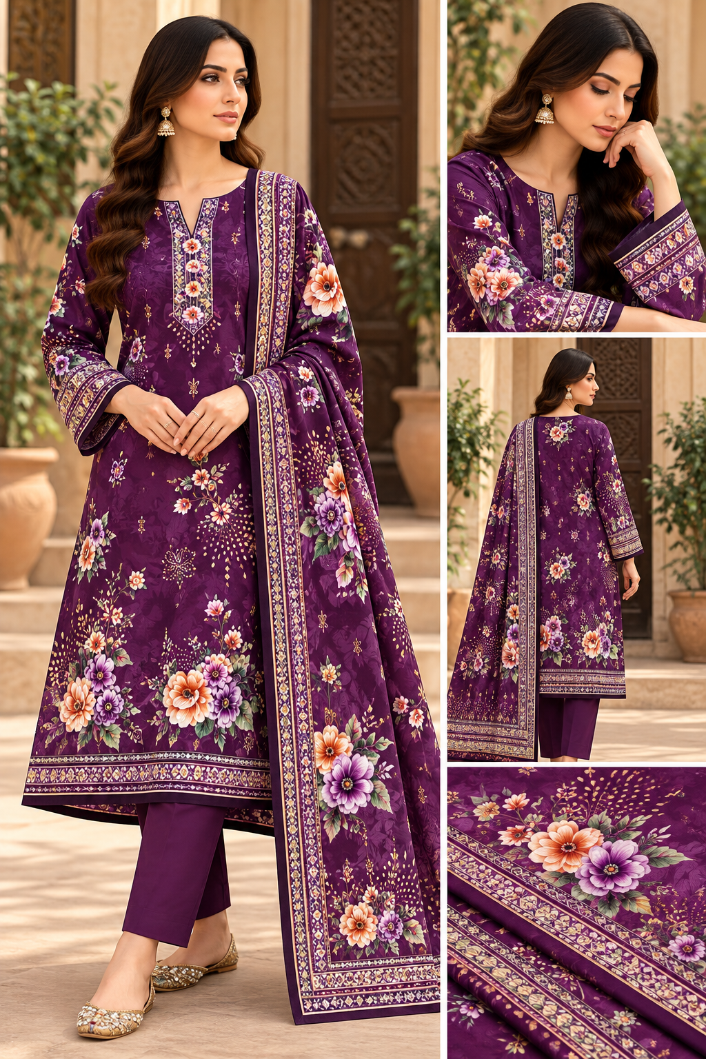 Dhanak Digital Printed Unstitched 3 Piece