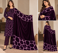 Velvet Printed Unstitched 3 Piece Suit