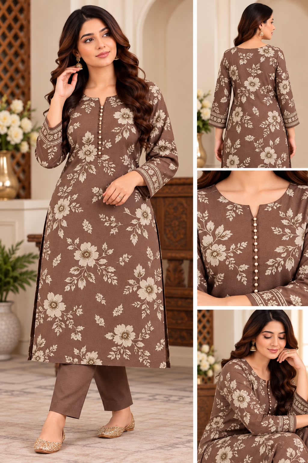 Dhanak Printed Unstitched 2 Piece Suit