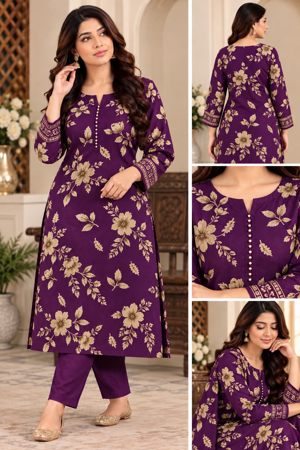 Dhanak Printed Unstitched 2 Piece Suit