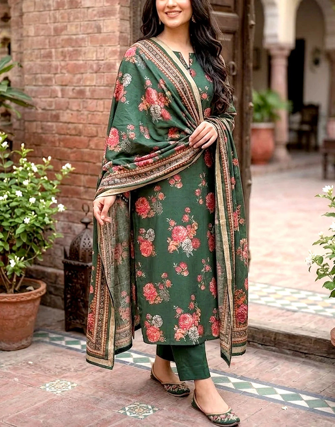 Dhanak Printed Unstitched Suit
